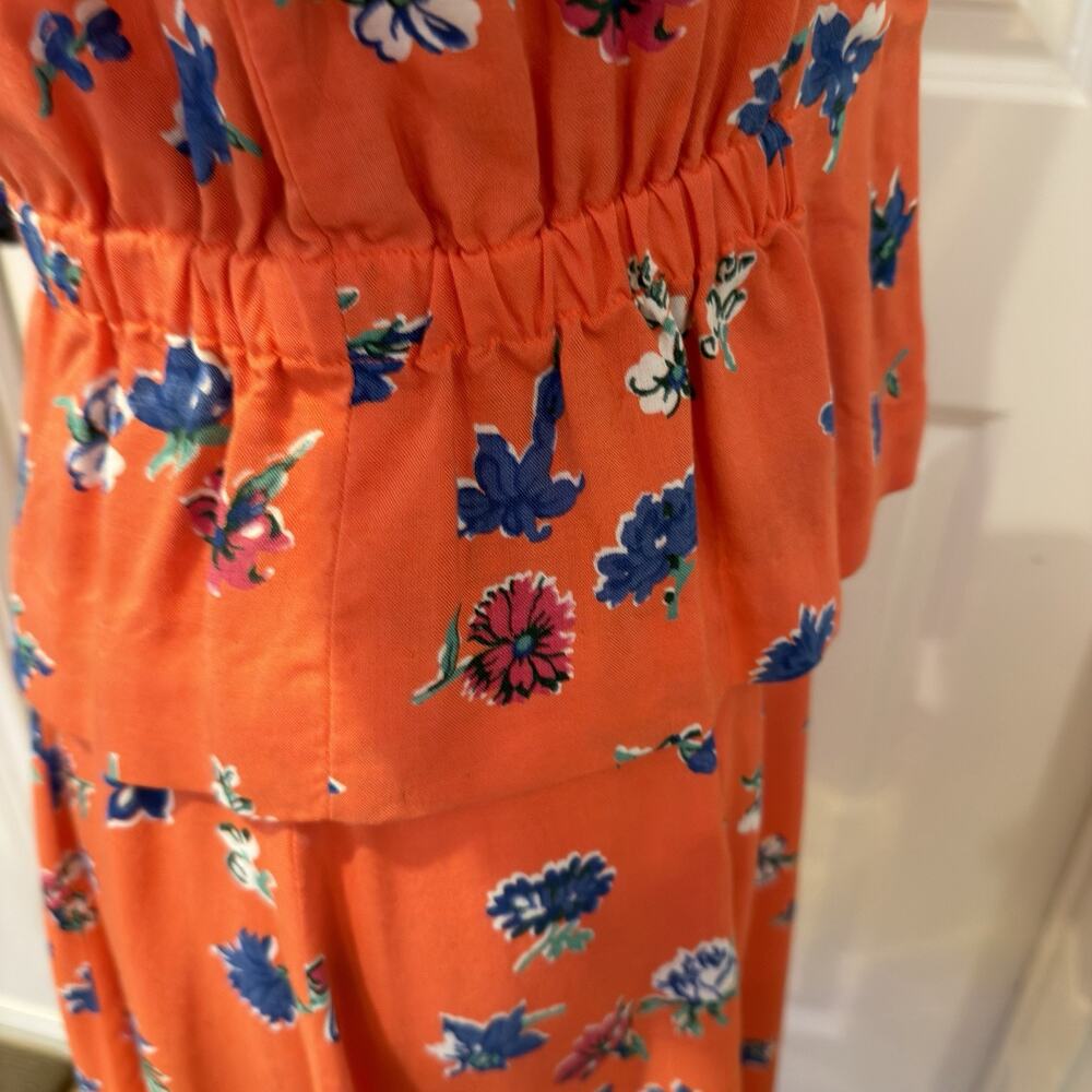 Orange Floral Vintage Top/Skirt Set Size Small 40’s or 70’s Cottagecore - Picture 7 of 16